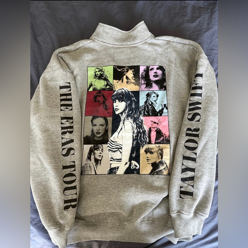 Taylor Swift Eras Tour 1/4 quarter zip sweatshirt large grey